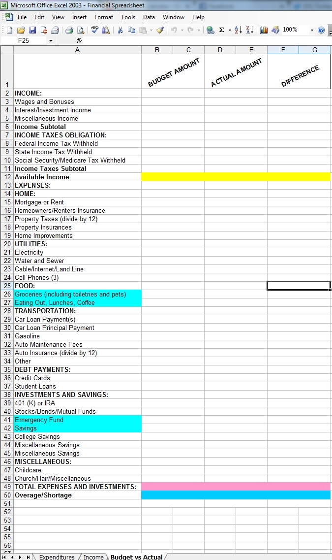 Budget Spreadsheet
