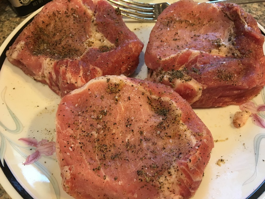 Boneless Top Loin Pork Chops, Salt-Peppered & Garlic Powder Prepared